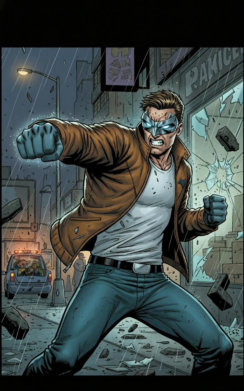 Nightwolf fighting in a rain-soaked city street